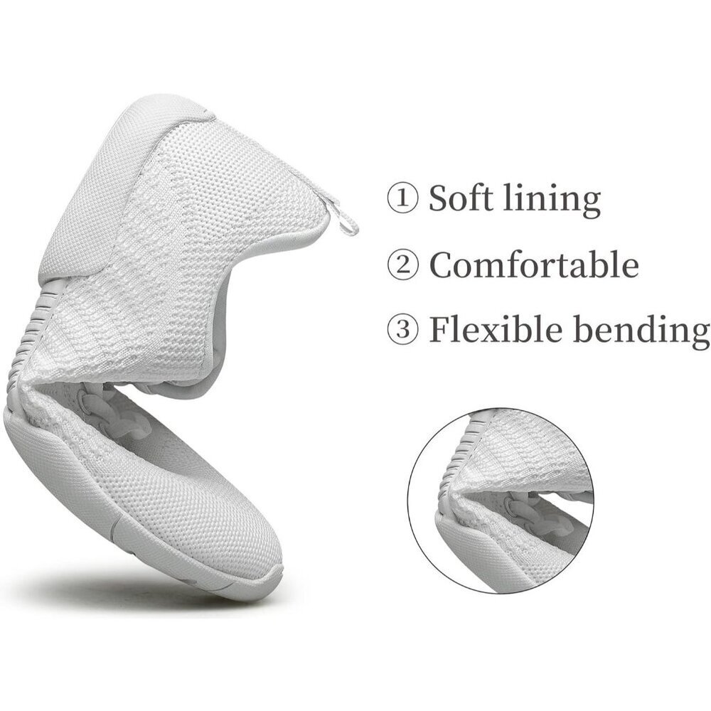 Girls White Cheerleading Shoes Breathable Youth Cheer Competition Sneakers - Picture 3 of 8